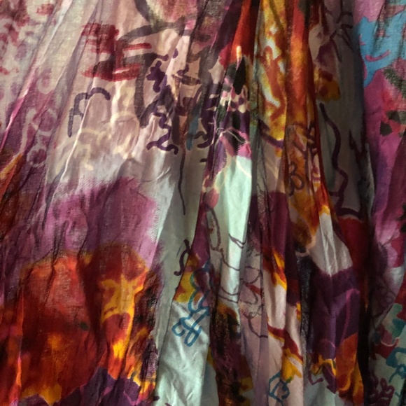 Colorful maxi dress puff sleeves - Picture 2 of 6